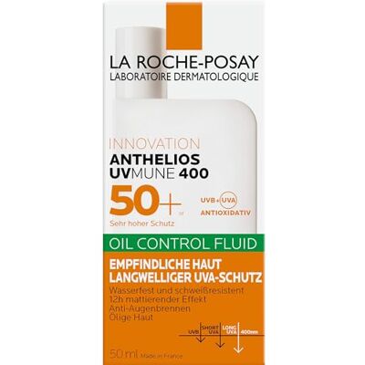 La Roche-Posay La Roche Posay Anti-Lucidity Vloeistof SPF50+ voor gemengde en vette huid, extreme UVA-bescherming, ultra lang, ondoorzichtig, met glycerine en thermaal water, UVmune 400, Anthelios, 50 ml La Roche-Posay La Roche Posay Anti-Lucidity Vloeistof SPF50+ voor gemengde en vette huid, extreme UVA-bescherming, ultra lang, ondoorzichtig, met glycerine en thermaal water, UVmune 400, Anthelios, 50 ml