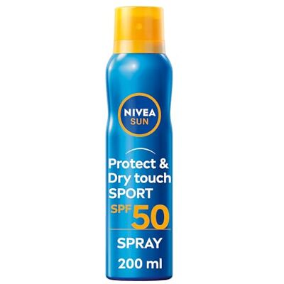 Sun Spray Protect & Dry Touch Sport FP50 zonnebrandcrème, 200 ml, zonnebrandcrème 50 in verfrissende spray, zonwering 50 onzichtbaar op de huid en water- en zweetbestendig Sun Spray Protect & Dry Touch Sport FP50 zonnebrandcrème, 200 ml, zonnebrandcrème 50 in verfrissende spray, zonwering 50 onzichtbaar op de huid en water- en zweetbestendig