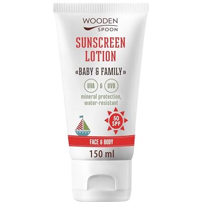 Wooden Spoon Biologische Zonnebrandcrème Baby en Familie SPF 50 100% natuurlijk, zichtbare Onzink, Geen Witte Waas, Hypoallergeen, Veganistisch, Waterbestendig 150 ml Wooden Spoon Biologische Zonnebrandcrème Baby en Familie SPF 50 100% natuurlijk, zichtbare Onzink, Geen Witte Waas, Hypoallergeen, Veganistisch, Waterbestendig 150 ml