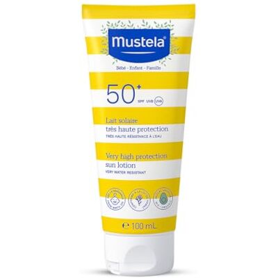 Mustela Zeer hoge bescherming zonnemelk, SPF50+, 100 ml 100 ml (Confezione da 1) Mustela Zeer hoge bescherming zonnemelk, SPF50+, 100 ml 100 ml (Confezione da 1)