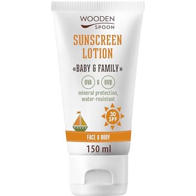 Wooden Spoon Biologische Zonnebrandcrème Baby en Familie SPF 30 100% natuurlijk, zichtbare Onzink, Geen Witte Waas, Hypoallergeen, Veganistisch, Waterbestendig 150 ml Wooden Spoon Biologische Zonnebrandcrème Baby en Familie SPF 30 100% natuurlijk, zichtbare Onzink, Geen Witte Waas, Hypoallergeen, Veganistisch, Waterbestendig 150 ml