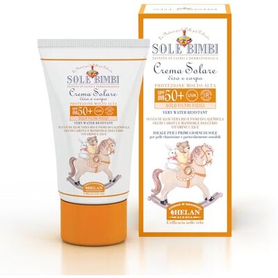 Helan , Sole Bimbi, crème solaire pour enfants SPF50+, protection solaire très élevée pour rayons UVB et UVA, résistante à l'eau, enrichie en Aloe Vera – 50 ml – Fabriqué en Italie Helan , Sole Bimbi, crème solaire pour enfants SPF50+, protection solaire très élevée pour rayons UVB et UVA, résistante à l'eau, enrichie en Aloe Vera – 50 ml – Fabriqué en Italie