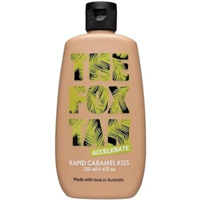 The Fox Tan Rapid Caramel Kiss bruiningsversneller zonder zelfbruiner, bruiningsmelk voor gezicht en lichaam, veganistisch en niet getest op dieren, voor zon en solarium, 120 ml The Fox Tan Rapid Caramel Kiss bruiningsversneller zonder zelfbruiner, bruiningsmelk voor gezicht en lichaam, veganistisch en niet getest op dieren, voor zon en solarium, 120 ml