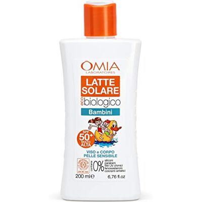 Omia Biologische zonnemelk voor kinderen, gezicht lichaam, SPF50+ hoge bescherming, 200 Omia Biologische zonnemelk voor kinderen, gezicht lichaam, SPF50+ hoge bescherming, 200