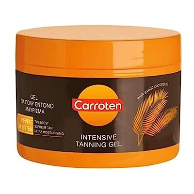 Carroten Intensieve bruiningsgel 150 ml bruiningsversneller met kokosolie en vitamine A & E onmiddellijke bruiningsversneller SPF-vrije zonnebrandcrème Carroten Intensieve bruiningsgel 150 ml bruiningsversneller met kokosolie en vitamine A & E onmiddellijke bruiningsversneller SPF-vrije zonnebrandcrème