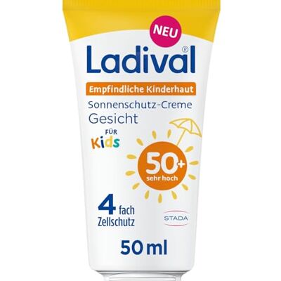 Ladival Gevoelige zonnecrème voor kinderen met SPF 50+ voor kinderen en baby's vanaf 6 maanden, voedend, waterdicht, met 4 lagen unieke celbescherming, 50 ml Ladival Gevoelige zonnecrème voor kinderen met SPF 50+ voor kinderen en baby's vanaf 6 maanden, voedend, waterdicht, met 4 lagen unieke celbescherming, 50 ml