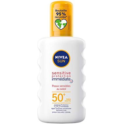 Sun Sensitive zonnespray onmiddellijke bescherming SPF 50+ (1 x 200 ml), zonwering geschikt voor de gevoelige huid, zonnebrandcrème met lichte en vetvrije textuur Sun Sensitive zonnespray onmiddellijke bescherming SPF 50+ (1 x 200 ml), zonwering geschikt voor de gevoelige huid, zonnebrandcrème met lichte en vetvrije textuur