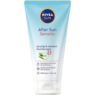 Beiersdorf NIVEA Sun Sensitive After Sun Gel 175 ml, geurvrije aftersun melk voor de gevoelige huid met verfrissende en rustgevende werking, hydraterende aftersun met biologische aloë vera en antioxidanten Beiersdorf NIVEA Sun Sensitive After Sun Gel 175 ml, geurvrije aftersun melk voor de gevoelige huid met verfrissende en rustgevende werking, hydraterende aftersun met biologische aloë vera en antioxidanten