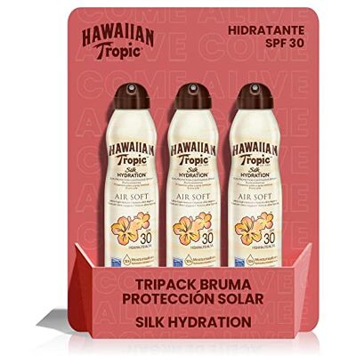 Hawaiian Tropic Bruma Silk Hydration Air Soft Zonnespray spray SPF 30, waterbestendig, met 12 uur bescherming, formaat 177 ml, 3 stuks Hawaiian Tropic Bruma Silk Hydration Air Soft Zonnespray spray SPF 30, waterbestendig, met 12 uur bescherming, formaat 177 ml, 3 stuks