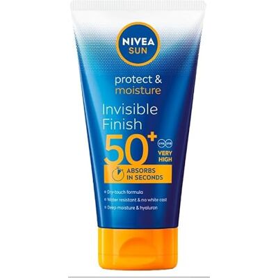 Sun Protect & Hydrate Invisible Finish SPF 50+ 150 ml, snel absorberende zonnecrème 50+ met onzichtbare afwerking, 50+ waterbestendige zonwering met hydraterend hyaluronzuur Sun Protect & Hydrate Invisible Finish SPF 50+ 150 ml, snel absorberende zonnecrème 50+ met onzichtbare afwerking, 50+ waterbestendige zonwering met hydraterend hyaluronzuur