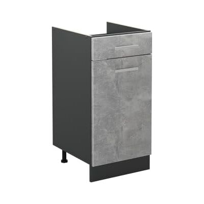 Vicco Meuble bas de cuisine "R-Line", Béton/Anthracite 40 cm 1 Tiroir · Sans plan de travail · Pieds réglables en hauteur · 1 Porte · Librement combinable Vicco Meuble bas de cuisine "R-Line", Béton/Anthracite 40 cm 1 Tiroir · Sans plan de travail · Pieds réglables en hauteur · 1 Porte · Librement combinable