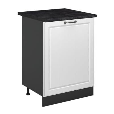 Vicco Meuble bas de cuisine "R-Line", Blanc campagne/Anthracite 60 cm Façade en MDF · Plan de travail incl. · Pieds réglables en hauteur · 1 Tablette · Librement combinable Vicco Meuble bas de cuisine "R-Line", Blanc campagne/Anthracite 60 cm Façade en MDF · Plan de travail incl. · Pieds réglables en hauteur · 1 Tablette · Librement combinable