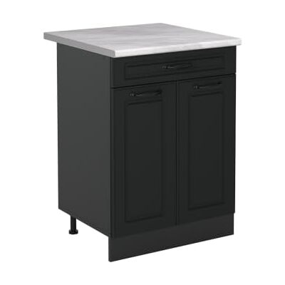 Vicco Meuble bas de cuisine "R-Line", Anthracite campagne/Anthracite 60 cm Façade en MDF · Plan de travail incl. · Pieds réglables en hauteur · 1 Tablette · Librement combinable Vicco Meuble bas de cuisine "R-Line", Anthracite campagne/Anthracite 60 cm Façade en MDF · Plan de travail incl. · Pieds réglables en hauteur · 1 Tablette · Librement combinable