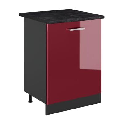 Vicco Meuble bas de cuisine "R-Line", Rouge brillant/Anthracite 60 cm 1 Porte · Plan de travail incl. · Pieds réglables en hauteur · 1 Tablette · Librement combinable Vicco Meuble bas de cuisine "R-Line", Rouge brillant/Anthracite 60 cm 1 Porte · Plan de travail incl. · Pieds réglables en hauteur · 1 Tablette · Librement combinable