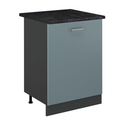 Vicco Meuble bas de cuisine "R-Line", Bleu-gris/Anthracite 60 cm 1 Porte · Plan de travail incl. · Pieds réglables en hauteur · Poignées en métal · Librement combinable Vicco Meuble bas de cuisine "R-Line", Bleu-gris/Anthracite 60 cm 1 Porte · Plan de travail incl. · Pieds réglables en hauteur · Poignées en métal · Librement combinable