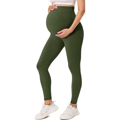 BAYDI Creamlush Zwangerschapslegging voor dames, met verstelbare buikondersteuning, hoge taille, zacht, ondoorzichtig, comfortabel, yoga, vrije tijd, 1 set olijfgroen, L L BAYDI Creamlush Zwangerschapslegging voor dames, met verstelbare buikondersteuning, hoge taille, zacht, ondoorzichtig, comfortabel, yoga, vrije tijd, 1 set olijfgroen, L L