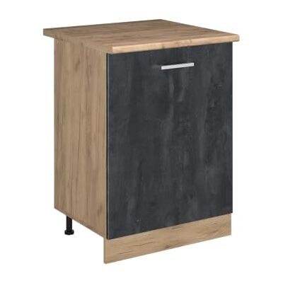 Vicco Meuble bas de cuisine "R-Line", Béton noir/Chêne doré 60 cm 1 Porte · Plan de travail incl. · Pieds réglables en hauteur · 1 Tablette · Librement combinable Vicco Meuble bas de cuisine "R-Line", Béton noir/Chêne doré 60 cm 1 Porte · Plan de travail incl. · Pieds réglables en hauteur · 1 Tablette · Librement combinable
