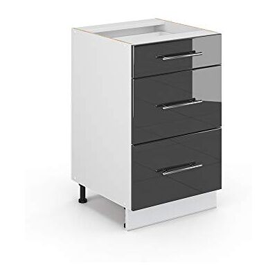 Vicco Keukenkast hangkast onderkast keukenblok hoogglans Fame-Line (antraciet hoogglans, ladeonderkast 50 cm) Façade en MDF · Sans plan de travail · Pieds réglables en hauteur · Poignées en métal Vicco Keukenkast hangkast onderkast keukenblok hoogglans Fame-Line (antraciet hoogglans, ladeonderkast 50 cm) Façade en MDF · Sans plan de travail · Pieds réglables en hauteur · Poignées en métal