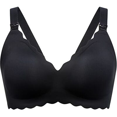 Momcozy Borstvoedingsbeha, naadloze zwangerschapsbeha zonder beugel, klassieke voedingsbeha met gelei gestreepte ondersteuning, zwart, M M Momcozy Borstvoedingsbeha, naadloze zwangerschapsbeha zonder beugel, klassieke voedingsbeha met gelei gestreepte ondersteuning, zwart, M M