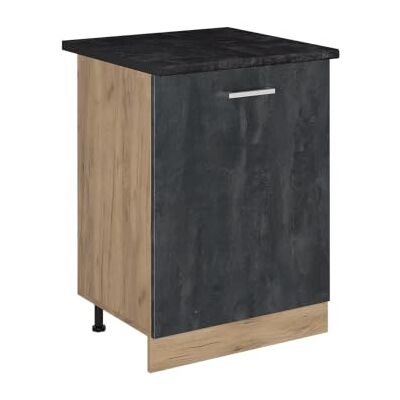 Vicco Meuble bas de cuisine "R-Line", Béton noir/Chêne doré 60 cm 1 Porte · Plan de travail incl. · Pieds réglables en hauteur · 1 Tablette · Librement combinable Vicco Meuble bas de cuisine "R-Line", Béton noir/Chêne doré 60 cm 1 Porte · Plan de travail incl. · Pieds réglables en hauteur · 1 Tablette · Librement combinable