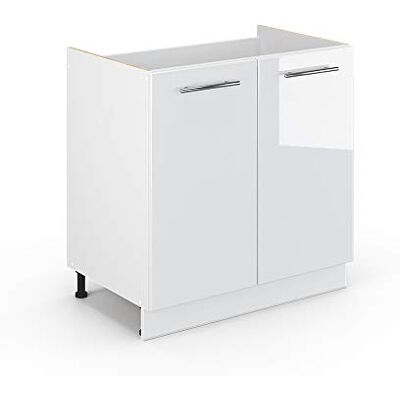 Vicco Keukenkast hangkast onderkast keukenblok hoogglans Fame-Line (wit hoogglans, spoelbakonderkast 80 cm) Façade en MDF · Sans plan de travail · Pieds réglables en hauteur · Poignées en métal · Fermeture douce Vicco Keukenkast hangkast onderkast keukenblok hoogglans Fame-Line (wit hoogglans, spoelbakonderkast 80 cm) Façade en MDF · Sans plan de travail · Pieds réglables en hauteur · Poignées en métal · Fermeture douce