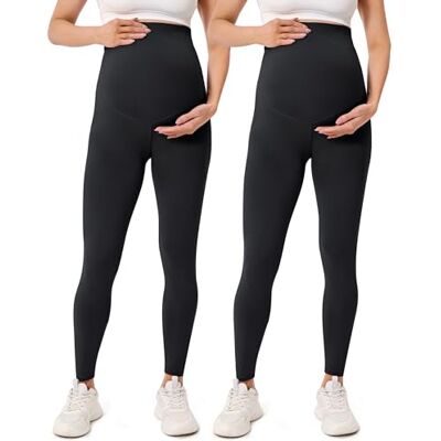 BAYDI Creamlush Zwangerschapslegging voor dames, met verstelbare buikondersteuning, hoge taille, zacht, ondoorzichtig, comfortabel, yoga, vrije tijd, 1 set zwart/zwart, L L BAYDI Creamlush Zwangerschapslegging voor dames, met verstelbare buikondersteuning, hoge taille, zacht, ondoorzichtig, comfortabel, yoga, vrije tijd, 1 set zwart/zwart, L L