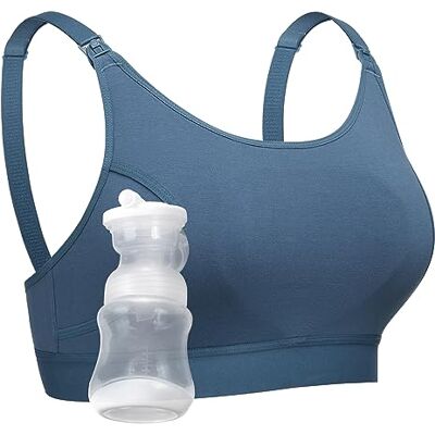 Momcozy Handsfree borstvoedingsbeha, borstvoedingspompbeha, verstelbare borstkolf en borstvoedingsbeha, zachte en rekbare stof, Blauw, XL XL Momcozy Handsfree borstvoedingsbeha, borstvoedingspompbeha, verstelbare borstkolf en borstvoedingsbeha, zachte en rekbare stof, Blauw, XL XL