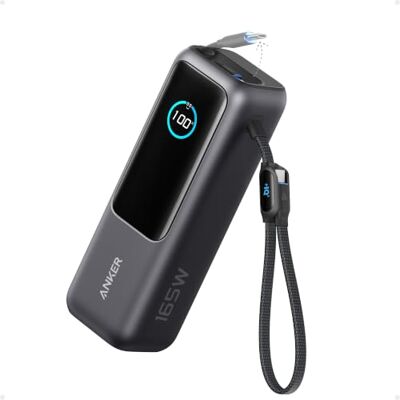 Anker Externe batterij voor laptops, oplader 25.000 mAh, 3 poorten, USB-C 100 W, voor meerdere apparaten, geïntegreerde kabel + intrekbare kabel, voor iPhone17 Pro Max/16, MacBook, Samsung Anker Externe batterij voor laptops, oplader 25.000 mAh, 3 poorten, USB-C 100 W, voor meerdere apparaten, geïntegreerde kabel + intrekbare kabel, voor iPhone17 Pro Max/16, MacBook, Samsung