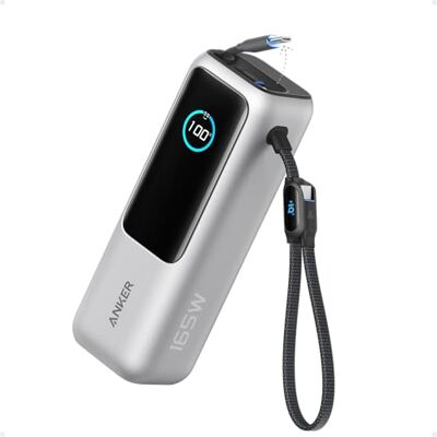Anker Externe batterij voor laptops, oplader 25.000 mAh, 3 poorten, USB-C 100 W, voor meerdere apparaten, geïntegreerde kabel + intrekbare kabel, voor iPhone17 Pro Max/16, MacBook, Samsung Anker Externe batterij voor laptops, oplader 25.000 mAh, 3 poorten, USB-C 100 W, voor meerdere apparaten, geïntegreerde kabel + intrekbare kabel, voor iPhone17 Pro Max/16, MacBook, Samsung