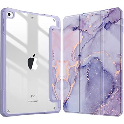 FINTIE Beschermhoes voor iPad Mini 5 (2019) & iPad Mini 4 (2015) 7,9 inch Schokbestendige hoes met penvak, transparante achterkant, marmer lila FINTIE Beschermhoes voor iPad Mini 5 (2019) & iPad Mini 4 (2015) 7,9 inch Schokbestendige hoes met penvak, transparante achterkant, marmer lila