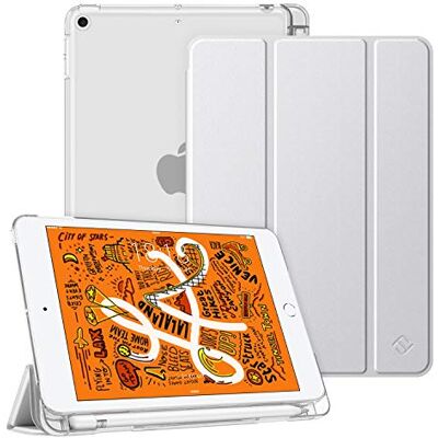 FINTIE Beschermhoes voor iPad Mini 5 (5e generatie 2019) 7,9 inch Dunne en lichte transparante matte beschermhoes met penhouder, automatische slaap/wake, zilverkleurig FINTIE Beschermhoes voor iPad Mini 5 (5e generatie 2019) 7,9 inch Dunne en lichte transparante matte beschermhoes met penhouder, automatische slaap/wake, zilverkleurig