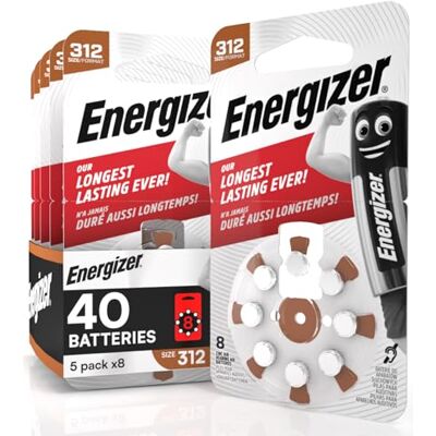 Energizer 40 stuks akoestische energiebatterijen voor gehoorapparaten, maat 312, bruin, kwikvrij, 5 verpakkingen van 8 batterijen Sans mercure 5 paquets de 8 piles Energizer 40 stuks akoestische energiebatterijen voor gehoorapparaten, maat 312, bruin, kwikvrij, 5 verpakkingen van 8 batterijen Sans mercure 5 paquets de 8 piles