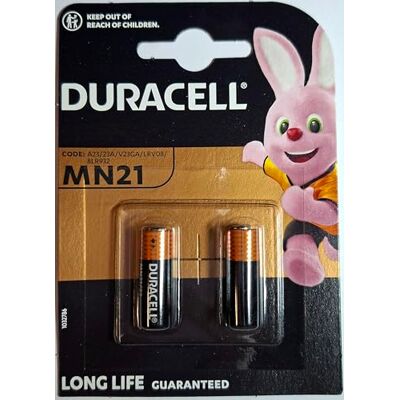 Duracell 2 x MN21 (1 blister met 2 batterijen) 2 batterijen (A23/23A/V23GA/LRV08/8LR932) Duracell 2 x MN21 (1 blister met 2 batterijen) 2 batterijen (A23/23A/V23GA/LRV08/8LR932)