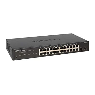 Netgear (GS324T) Smart Ethernet Switch Web Manageable Professional 26 RJ45-poorten Gigabit (10/100/1000), RJ45-switch met 24 Gigabit poorten, 2 SFP 1 Gigabit Desktop of Rack positionering Netgear (GS324T) Smart Ethernet Switch Web Manageable Professional 26 RJ45-poorten Gigabit (10/100/1000), RJ45-switch met 24 Gigabit poorten, 2 SFP 1 Gigabit Desktop of Rack positionering