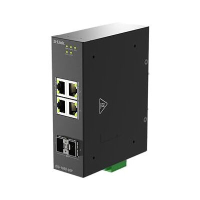 D-Link DIS-100G-06 6-poorts Gigabit onbeheerde industriële schakelaar, 4 x RJ45 + 2 x SFP-poorten, IP40 metalen behuizing, breed temperatuurbereik van -40 ~ 75 °C, dubbele voedingang, design D-Link DIS-100G-06 6-poorts Gigabit onbeheerde industriële schakelaar, 4 x RJ45 + 2 x SFP-poorten, IP40 metalen behuizing, breed temperatuurbereik van -40 ~ 75 °C, dubbele voedingang, design