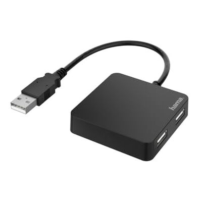Hama USB-hub 2.0, 4 poorten, zwart Hama USB-hub 2.0, 4 poorten, zwart