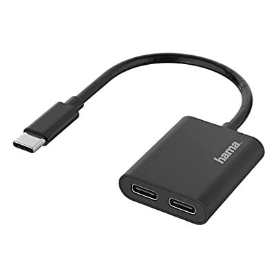 Hama Audio-adapter, 2-in-1, USB-C-stekker, 2 USB-C-poorten, audio+opladen Hama Audio-adapter, 2-in-1, USB-C-stekker, 2 USB-C-poorten, audio+opladen