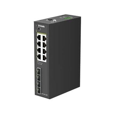 D-Link DIS-210G-12UP Industriële Gigabit beheerde intelligente PoE-schakelaar, 6 x RJ45 PoE+, 2 x RJ45 60W PoE++, 4 x SFP, budget 240 W, DIN-rail, IP40, ERPS, Dual DC, -40 tot 75 °C D-Link DIS-210G-12UP Industriële Gigabit beheerde intelligente PoE-schakelaar, 6 x RJ45 PoE+, 2 x RJ45 60W PoE++, 4 x SFP, budget 240 W, DIN-rail, IP40, ERPS, Dual DC, -40 tot 75 °C