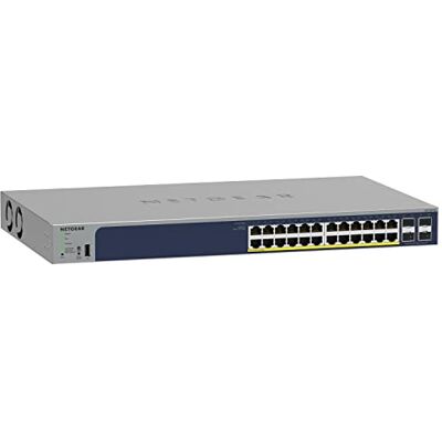Netgear (GS728TPP V3) Smart Ethernet Switch Web Manageable PoE Professional 28 RJ45 Gigabit poorten RJ45 Switch 24 PoE Plus 380 W, 4 SFP-poorten 1 Gigabit Netgear (GS728TPP V3) Smart Ethernet Switch Web Manageable PoE Professional 28 RJ45 Gigabit poorten RJ45 Switch 24 PoE Plus 380 W, 4 SFP-poorten 1 Gigabit