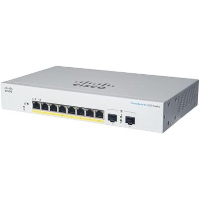 Cisco Systems CBS220-8T-E-2G Smart Business Switch 8 GE-poorten 2 x 1G Small Form-Factor Pluggable (SFP) poorten 3 jaar beperkte hardwaregarantie (CBS220-8T-E-2G-EU) Cisco Systems CBS220-8T-E-2G Smart Business Switch 8 GE-poorten 2 x 1G Small Form-Factor Pluggable (SFP) poorten 3 jaar beperkte hardwaregarantie (CBS220-8T-E-2G-EU)