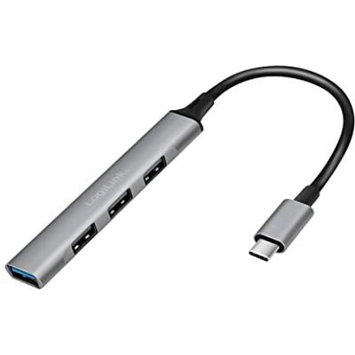 Logilink UA0392 USB 3.2 Gen1 (type C) 4-poorts USB slanke hub met aluminium behuizing grijs Logilink UA0392 USB 3.2 Gen1 (type C) 4-poorts USB slanke hub met aluminium behuizing grijs
