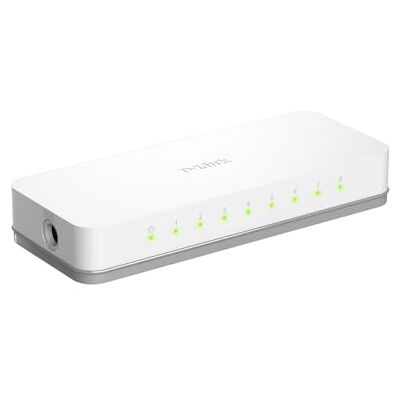 D-Link GO-SW-8E schakelaar met 8 Ethernet-poorten van 10/100 Mbit/s, ideaal voor het delen van verbindingen en kleine/thuiskantoor netwerken D-Link GO-SW-8E schakelaar met 8 Ethernet-poorten van 10/100 Mbit/s, ideaal voor het delen van verbindingen en kleine/thuiskantoor netwerken