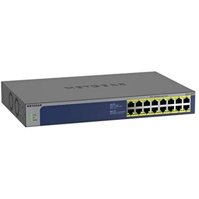Netgear (GS516PP) 16-poorts Gigabit Ethernet PoE-switch, RJ45-switch met 16 PoE-poorten @ 260W, stil, desktop-/montageplaats. Netgear (GS516PP) 16-poorts Gigabit Ethernet PoE-switch, RJ45-switch met 16 PoE-poorten @ 260W, stil, desktop-/montageplaats.
