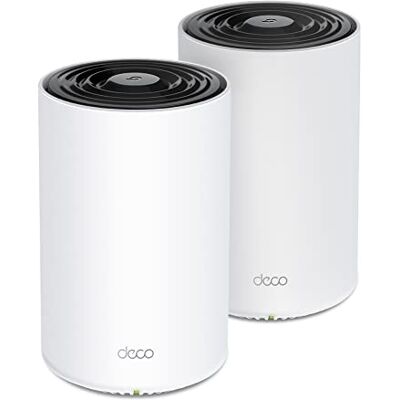 TP-Link Deco WiFi 6 Mesh AX3000 Mbps Deco PX50 (2 stuks), CPL G.hn 1500 Mbps, dekking van 420 m², 9 Gigabit poorten, WPA3, dikke muren TP-Link Deco WiFi 6 Mesh AX3000 Mbps Deco PX50 (2 stuks), CPL G.hn 1500 Mbps, dekking van 420 m², 9 Gigabit poorten, WPA3, dikke muren
