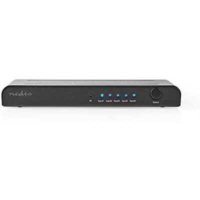 NEDIS VSWI3475AT 5-poorts HDMI-schakelaar met 5 HDMI-ingangen, 18 Gbps, afstandsbediening, metaal, antraciet, antraciet NEDIS VSWI3475AT 5-poorts HDMI-schakelaar met 5 HDMI-ingangen, 18 Gbps, afstandsbediening, metaal, antraciet, antraciet