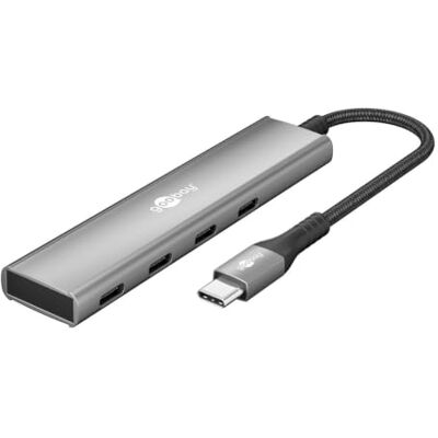 goobay 76564 Slim USB 3.2 Hub 4 poorten USB-C 5Gbps met 4 poorten voor MacBook Pro/Air, iPad Pro, laptops en andere type C-apparaten goobay 76564 Slim USB 3.2 Hub 4 poorten USB-C 5Gbps met 4 poorten voor MacBook Pro/Air, iPad Pro, laptops en andere type C-apparaten