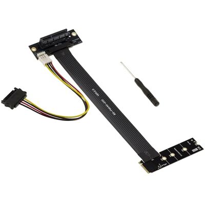 KALEA-INFORMATIQUE Riser Gen 4.0 Adapter voor M2 M Key Slot naar PCIe x4 vrouwelijke poort, lengte 20 cm. Zijuitgang, loodrechte oriëntatie en Gen4 8GB/s doorvoer KALEA-INFORMATIQUE Riser Gen 4.0 Adapter voor M2 M Key Slot naar PCIe x4 vrouwelijke poort, lengte 20 cm. Zijuitgang, loodrechte oriëntatie en Gen4 8GB/s doorvoer