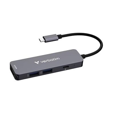Verbatim Hub+USB-C+3.2++Essentials+-+4+poorten+%28Grijs%29 Verbatim Hub+USB-C+3.2++Essentials+-+4+poorten+%28Grijs%29