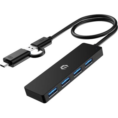 BIGBIG WON Ultradunne en draagbare USB-hub met 4 poorten USB 3.0, USB C-adapter, 4-in-1 USB-splitter met 4 USB 3.0-poorten voor laptop, Windows, MacOS, Linux, Chrome OS BIGBIG WON Ultradunne en draagbare USB-hub met 4 poorten USB 3.0, USB C-adapter, 4-in-1 USB-splitter met 4 USB 3.0-poorten voor laptop, Windows, MacOS, Linux, Chrome OS