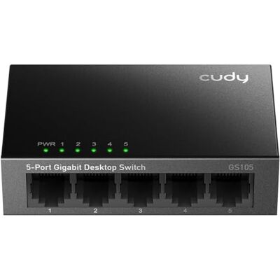 Cudy GS105 Gigabit Ethernet-schakelaar, 5 poorten, 10/100/1000 Mbps, Ethernet-hub, plug & play, metalen behuizing Cudy GS105 Gigabit Ethernet-schakelaar, 5 poorten, 10/100/1000 Mbps, Ethernet-hub, plug & play, metalen behuizing